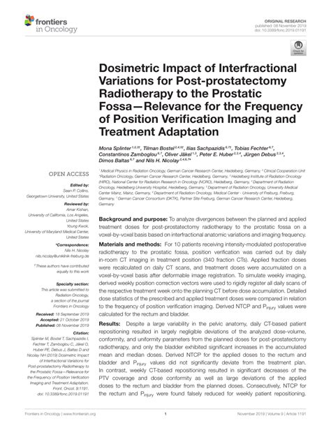 PDF Dosimetric Impact Of Interfractional Variations For Post