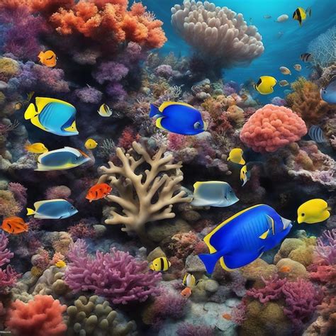 Premium Photo Vibrant Coral Reef Teeming With Diverse Marine Life