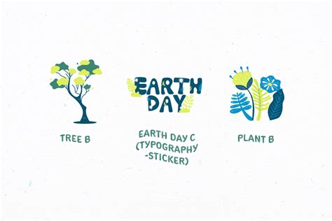 Blue Earth Day Illustration Set Design Templates - Peterdraw Studio