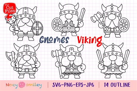 Gnomes Viking Outline Clipart Svg Graphic By Noey Smiley · Creative