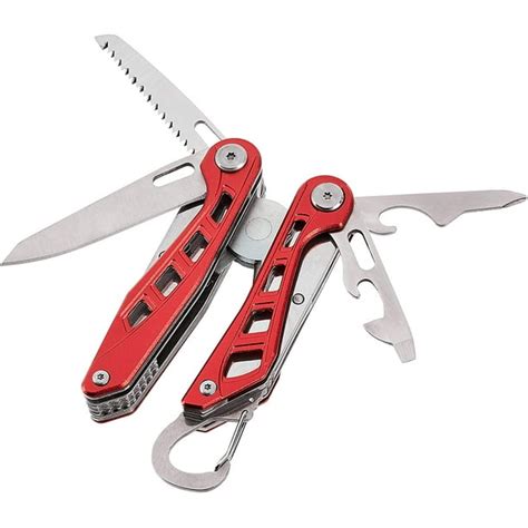 Basics 8 In 1 Multi Tool Stainless Steel With Safety Lock And Red