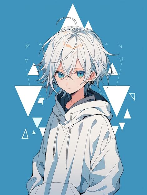 Premium AI Image | anime style image of a young man with white hair and ...