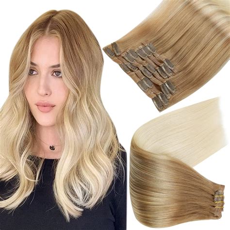 Amazon Full Shine Ombre Clip In Blonde Hair Extensions Golden