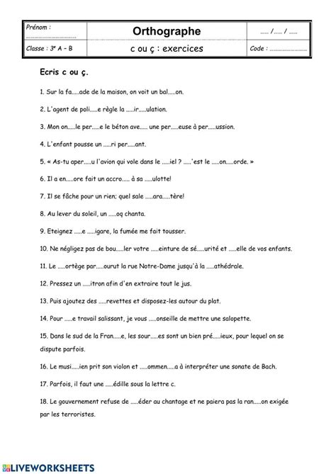 C Ou ç Worksheet Live Worksheets