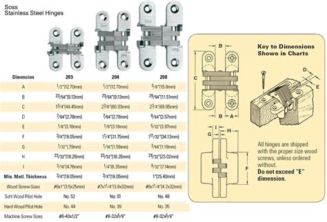 Soss Stainless Steel Invisible Hinge 203 204 208