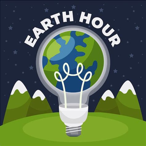 Free Vector Hand Drawn Earth Hour Illustration With Planet And Lightbulb