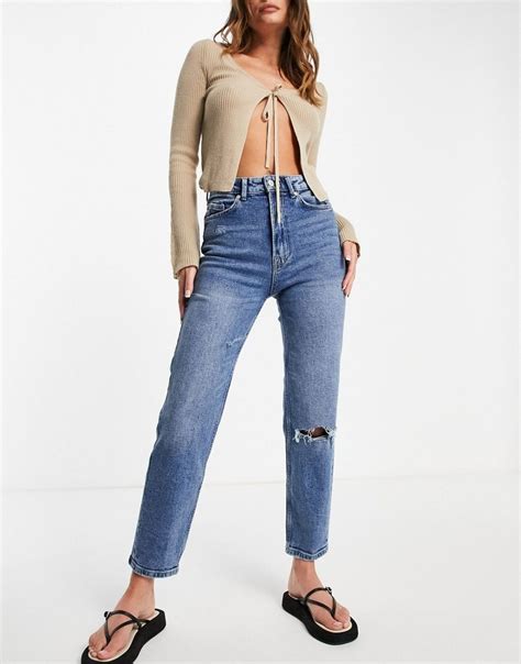 SPODNIE JEANSOWE DAMSKIE MOM JEANS KLASYK 32 1RSE 12368162838