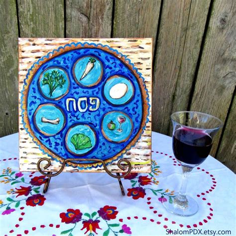 Passover Plate Original Painting On Canvas Passover Art Etsy Jewish Ts Passover T