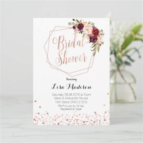 Elegant Floral Geometric Bridal Shower Invitation Zazzle