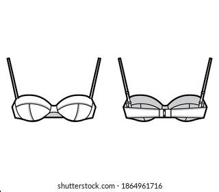 Balconette Bra Lingerie Technical Fashion Illustration Stock Vector