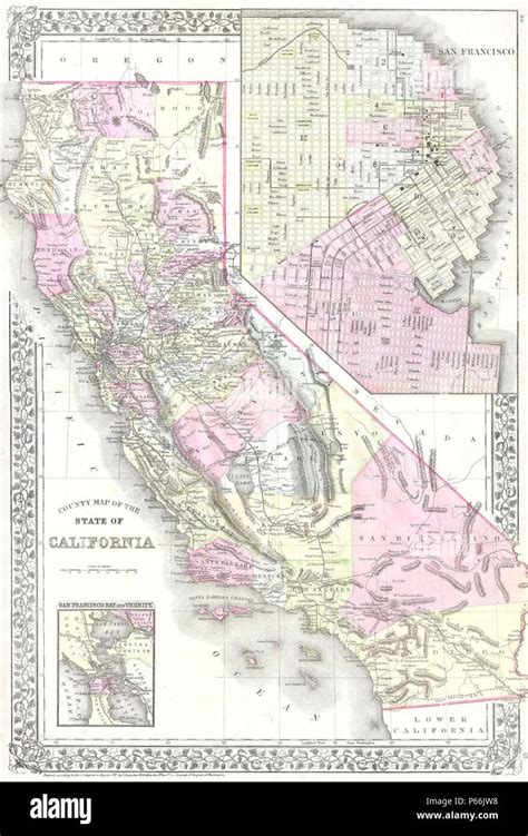 Mitchell Map Of California W San Francisco Inset Geographicus