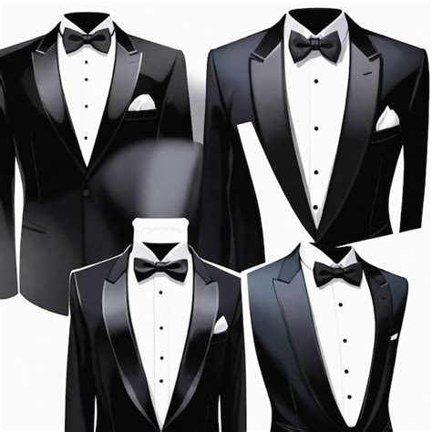 A Black Tuxedo With A White Bow Tie And Black Bow Tie Premium AI