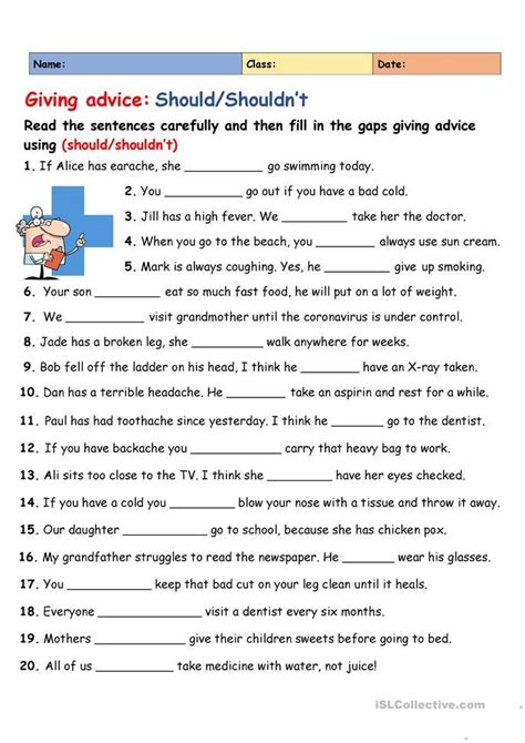 Giving Advice Should Shouldn T English Grammar Exercises English Grammar English Teacher