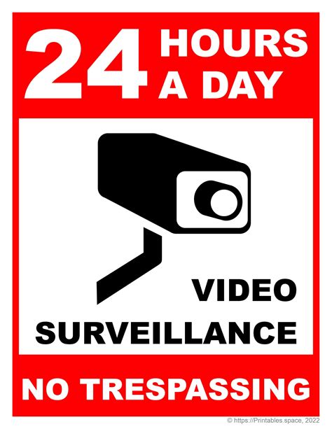 Hour Video Surveillance Hours Sign Printable Free Printables