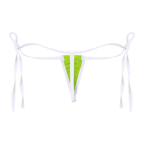 YONGHS Women S Micro Mini Thong Underewar Side Tye Low Rise G String Bikini Panties Light Green