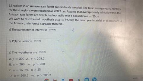 Solved 12 Regions In An Amazon Rain Forest Are Randomly Chegg