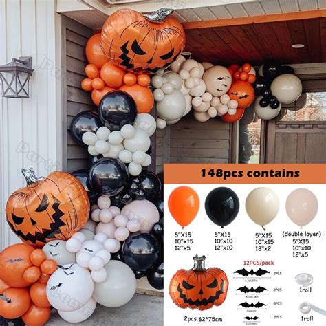 148pcs Halloween Decoration Set With Pumpkin Balloons Flower Garland