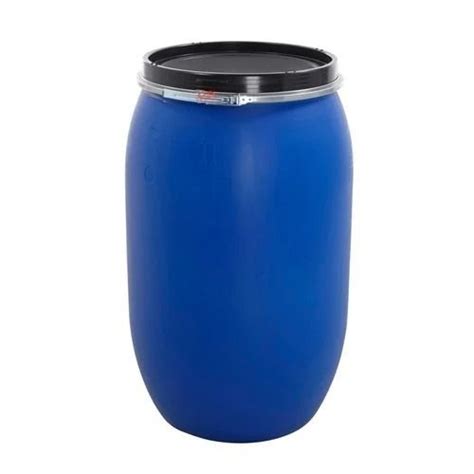 Blue Liter Capacity Matte Finished Cylindrical Plastic Drum For