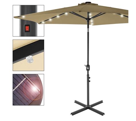 Parasol De Jardin Avec Led Manivelle Protection Solaire M Parapluie