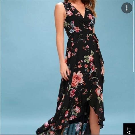 Lulus Floral High Low Wrap Maxi Dress Gem