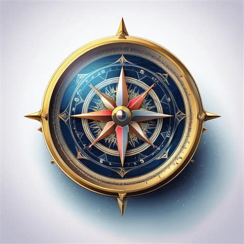 A Compass With A Blue Background And A Gold Star On The Top Premium