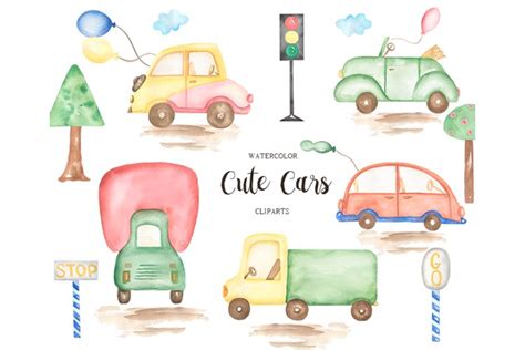 Cute Cars clipart, Graphics - Envato Elements - Clip Art Library