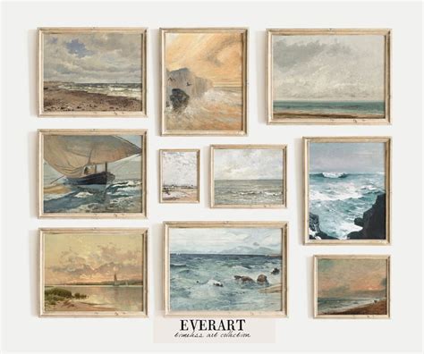 Seascape Gallery Wall Print Set Vintage Sea Paintings Printable