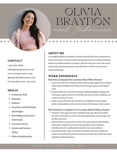 Resume Template With Photo Luxury Modern Editable In Canva Esthetician