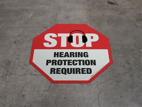 Stop Hearing Protection Required Floor Sign