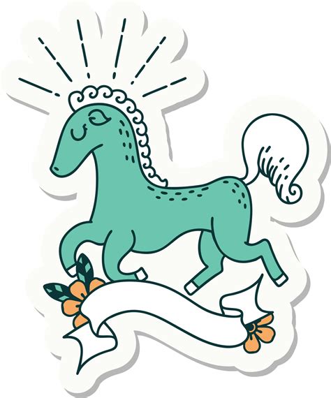 Sticker Of A Tattoo Style Prancing Stallion 40702385 Png