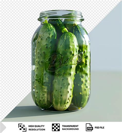 Premium Psd Amazing Pickled Cucumbers In A Glass Jar Sit On A