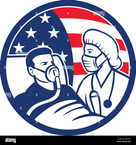 Ilustración de un icono de una enfermera americana médico profesional