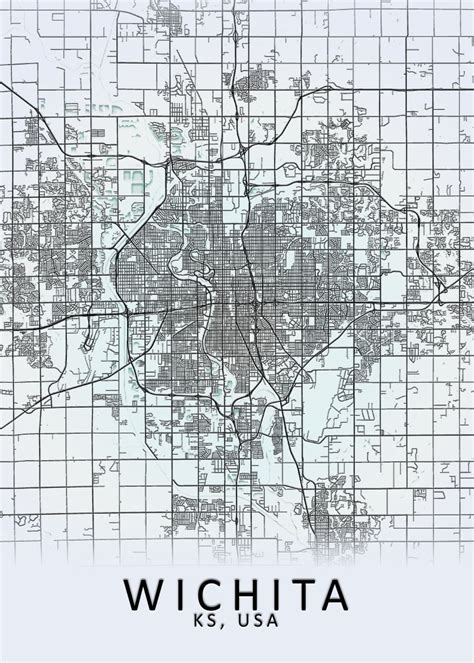 'Wichita KS USA City Map' Poster, picture, metal print, paint by City ...