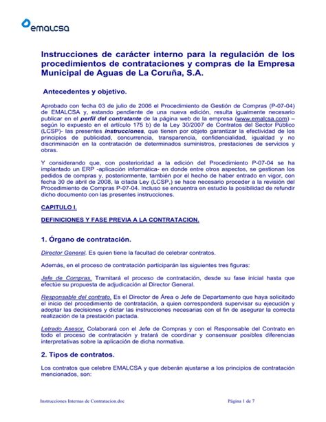 Instrucciones Internas De Contratación