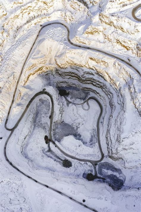 Top View Of An Open Pit For Iron Ore Mining Stock Image Image Of