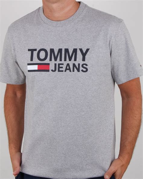 Tommy Hilfiger Classic Logo T Shirt Grey Heather 80s Casual Classics