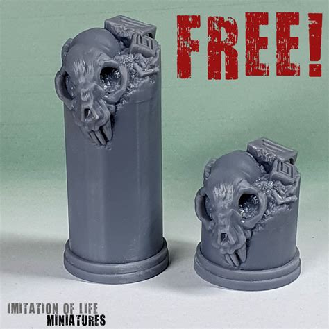 Free Stl File Free Cylindrical Display Plinth With Monster Skull And