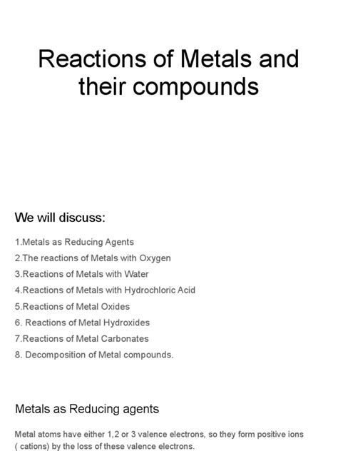 Reactions of Metals | PDF