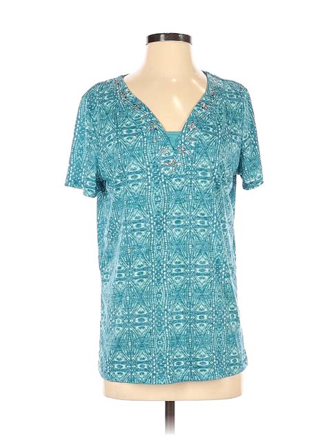 Erika Blue Short Sleeve Blouse Size S 55 Off Thredup