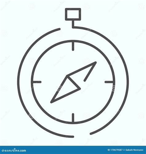 Compass Thin Line Icon Navigation Equipment Illustration Isolated On