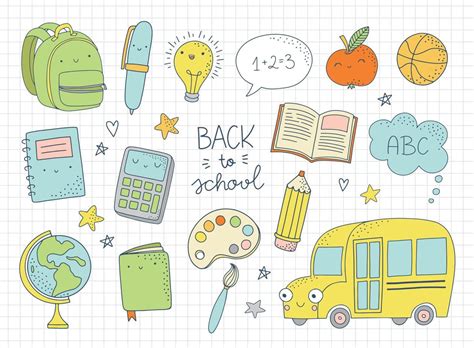 School Supplies Cartoon Vector Art, Icons, and Graphics for Free Download