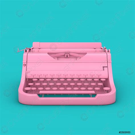 Old Vintage Retro Pink Typewriter In Duotone Style On A Stock Photo