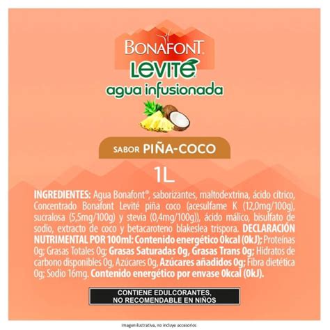 Agua infusionada Bonafont Levité sabor piña coco 1 l Bodega Aurrera