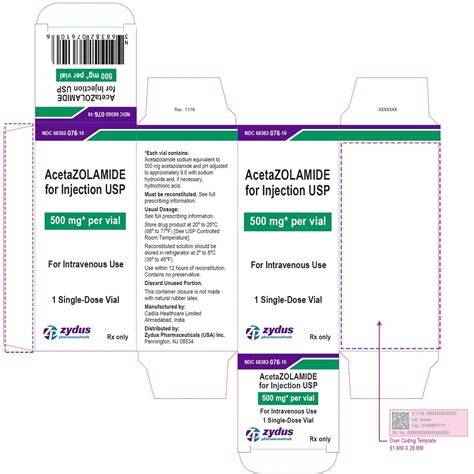 Acetazolamide - FDA prescribing information, side effects and uses