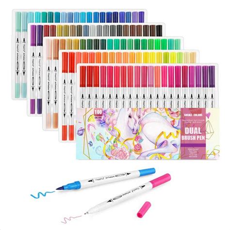 100 Colors Dual Tip Brush Art Marker Pens Set For Coloring Etsy Australia