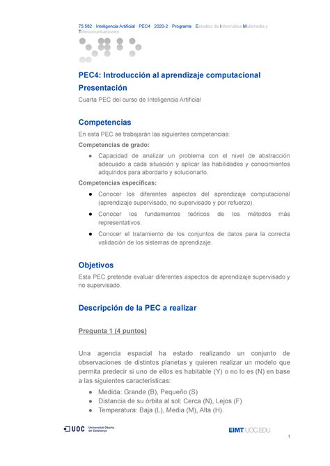 2021 1 PEC4 Solución Pec4 PEC4 Introducción al aprendizaje