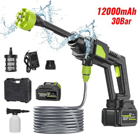 Bar Electric Car Washer Gun V Mah Battery High Pressure Washer