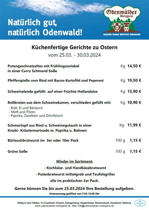 österliche Genüsse Odenwälder Metzgerei