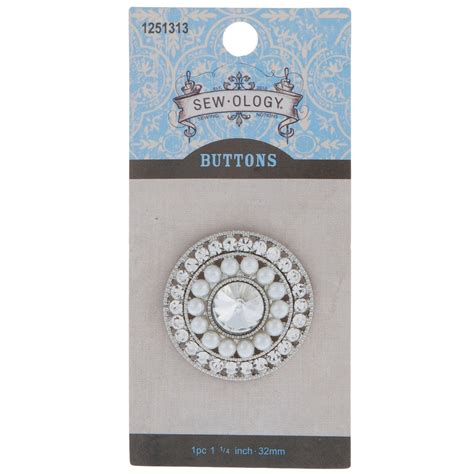 Pearl Rhinestone Round Shank Button 32mm Hobby Lobby 1251313