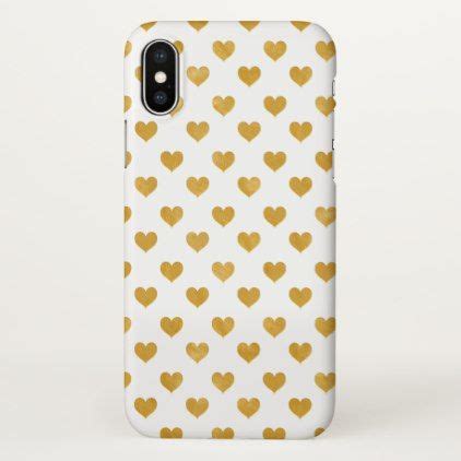 An Iphone Case With Gold Hearts On White Designed To Look Like The